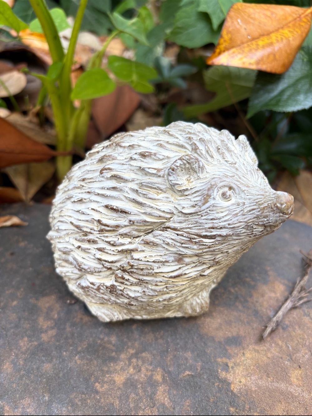 Decorative Cement Hedgehog Figurine -